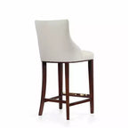 Tabouret de bar tapissé de similicuir avec cadre et repose-pieds en hêtre