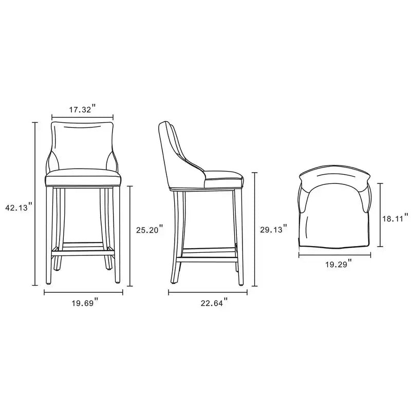 Tabouret de bar tapissé de similicuir avec cadre et repose-pieds en hêtre