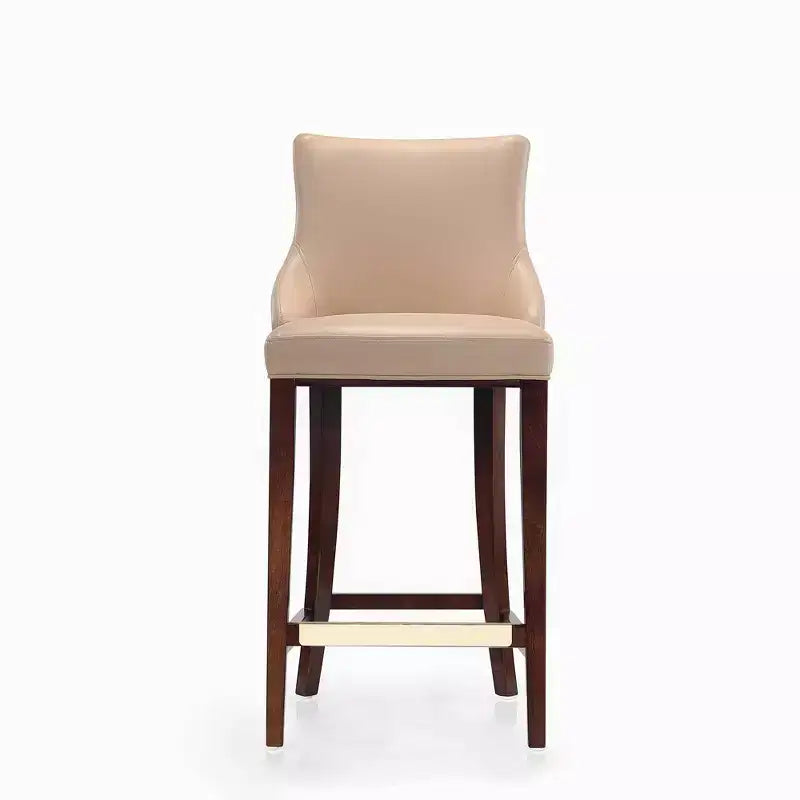 Tabouret de bar tapissé de similicuir avec cadre et repose-pieds en hêtre
