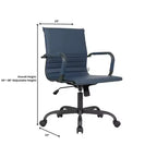 Chaise de bureau en cuir vegan nervuré avec base pivotante noir mat