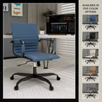 Chaise de bureau en cuir vegan nervuré avec base pivotante noir mat