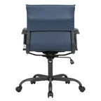 Chaise de bureau en cuir vegan nervuré avec base pivotante noir mat