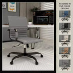 Chaise de bureau en cuir vegan nervuré avec base pivotante noir mat