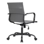 Chaise de bureau en cuir vegan nervuré avec base pivotante noir mat