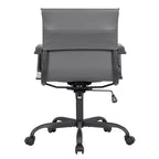 Chaise de bureau en cuir vegan nervuré avec base pivotante noir mat