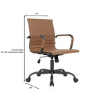 Chaise de bureau en cuir vegan nervuré avec base pivotante noir mat