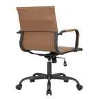 Chaise de bureau en cuir vegan nervuré avec base pivotante noir mat