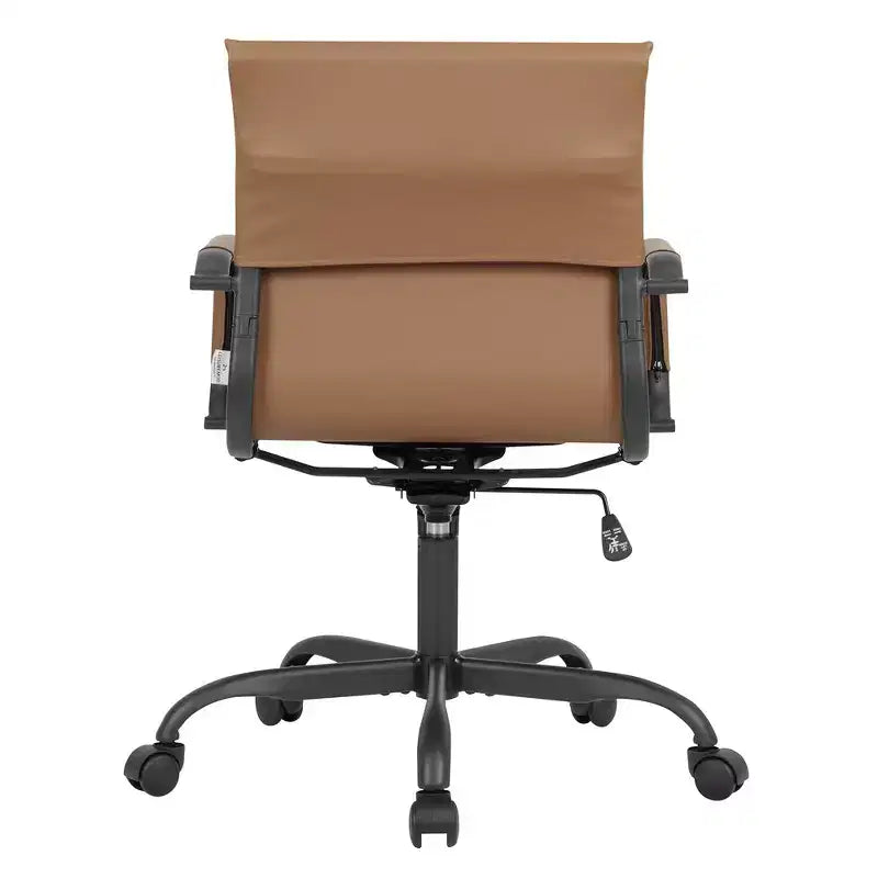 Chaise de bureau en cuir vegan nervuré avec base pivotante noir mat