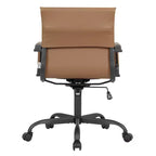 Chaise de bureau en cuir vegan nervuré avec base pivotante noir mat