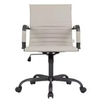 Chaise de bureau en cuir vegan nervuré avec base pivotante noir mat