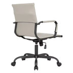 Chaise de bureau en cuir vegan nervuré avec base pivotante noir mat