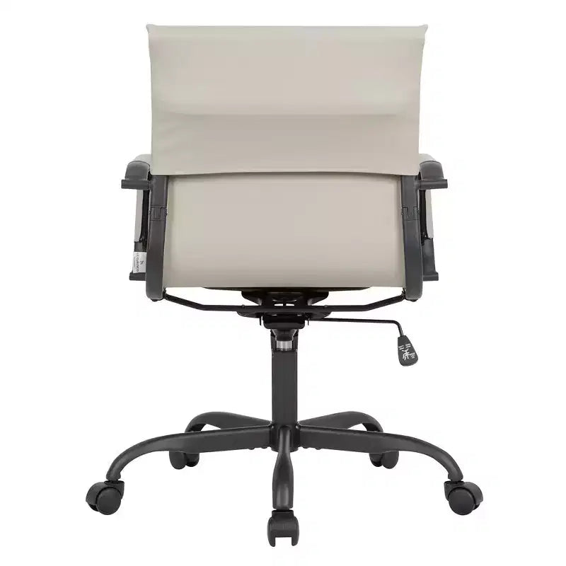 Chaise de bureau en cuir vegan nervuré avec base pivotante noir mat