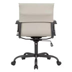 Chaise de bureau en cuir vegan nervuré avec base pivotante noir mat