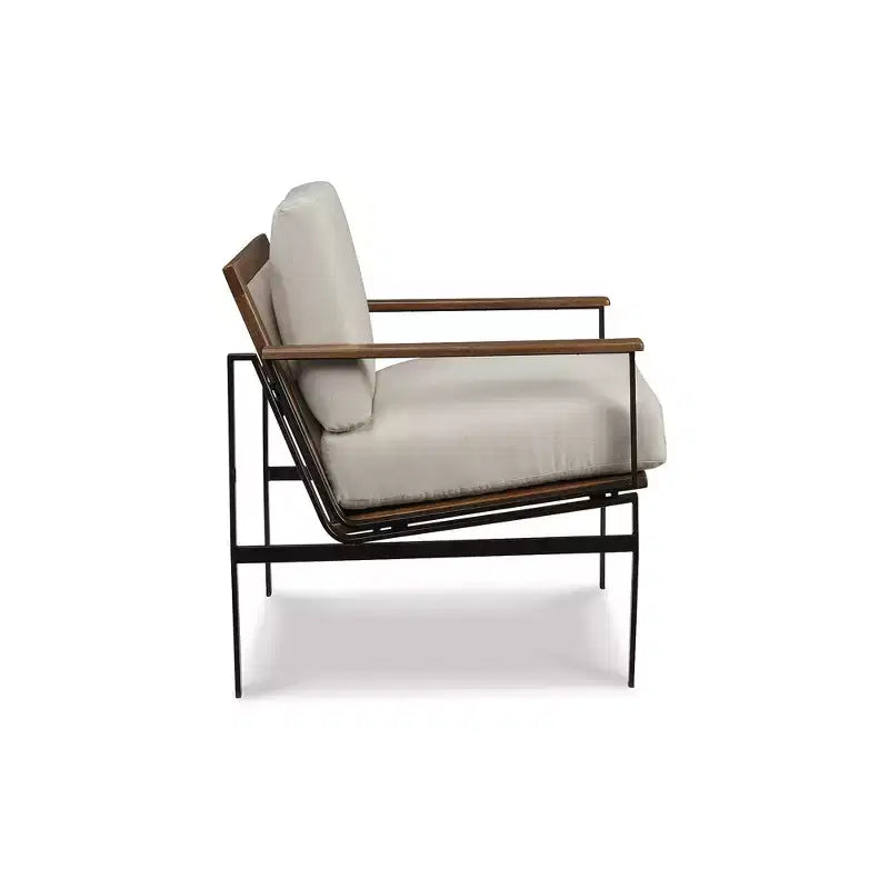Fauteuil d'appoint avec structure en métal et coussins en mousse moelleuse, ivoire