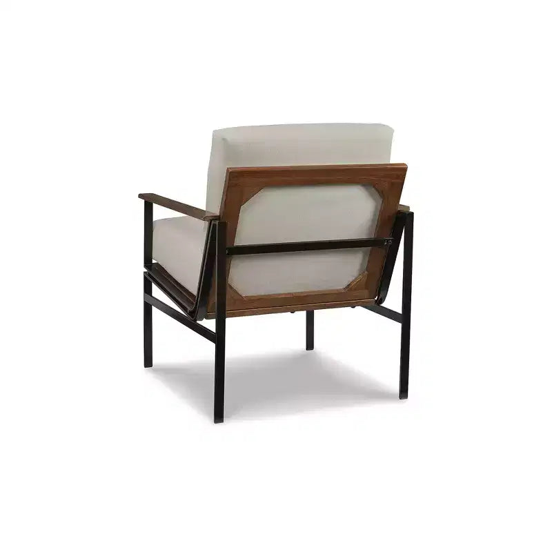 Fauteuil d'appoint avec structure en métal et coussins en mousse moelleuse, ivoire