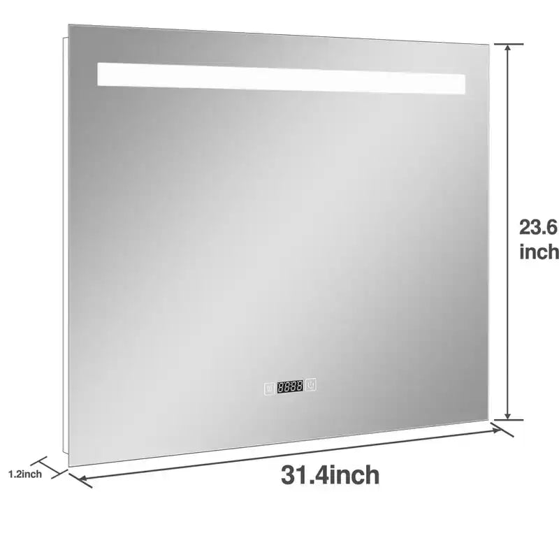 Miroir de salle de bain LED sans cadre avec fonction anti-buée et luminosité réglable