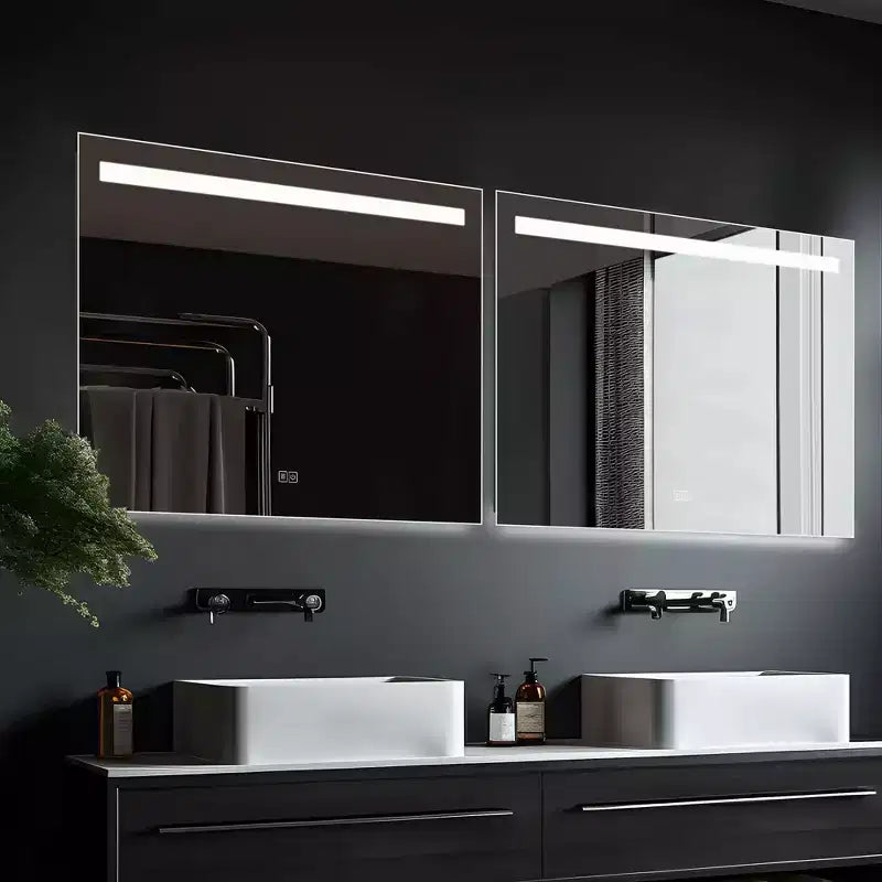 Miroir de salle de bain LED sans cadre avec fonction anti-buée et luminosité réglable