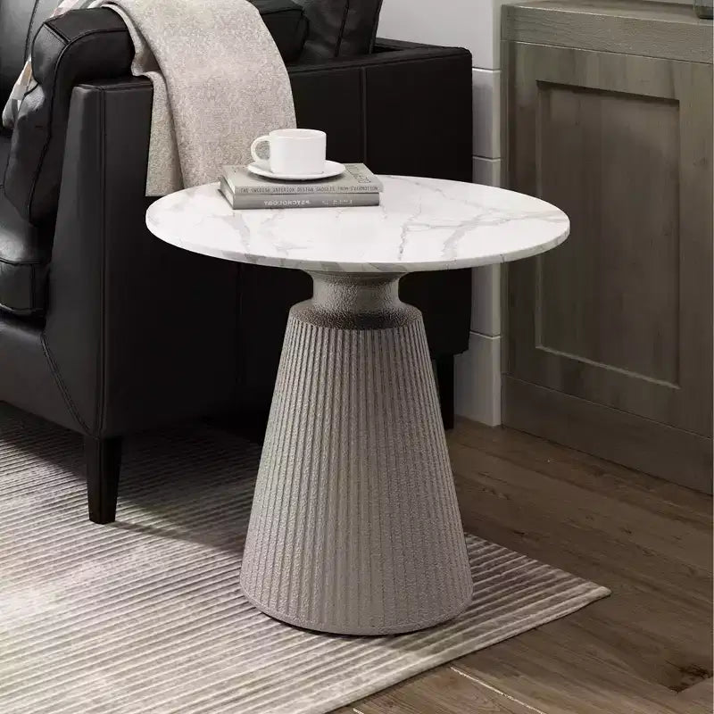 Table d'appoint ronde blanche, sans montage, cadre en oxyde de magnésium