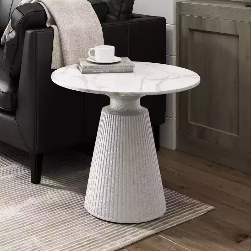 Table d'appoint ronde blanche, sans montage, cadre en oxyde de magnésium