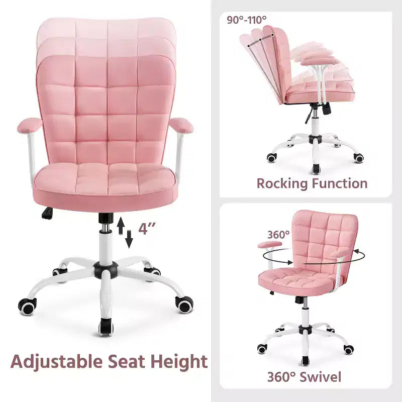Fauteuil de bureau mi-dossier en similicuir avec accoudoirs détachables