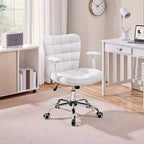 Fauteuil de bureau mi-dossier en similicuir avec accoudoirs détachables