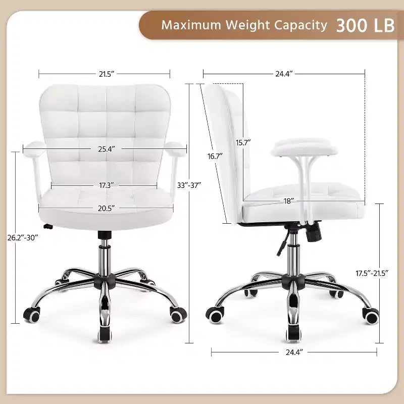 Fauteuil de bureau mi-dossier en similicuir avec accoudoirs détachables