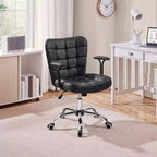 Fauteuil de bureau mi-dossier en similicuir avec accoudoirs détachables