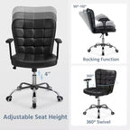 Fauteuil de bureau mi-dossier en similicuir avec accoudoirs détachables