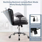 Fauteuil de bureau mi-dossier en similicuir avec accoudoirs détachables