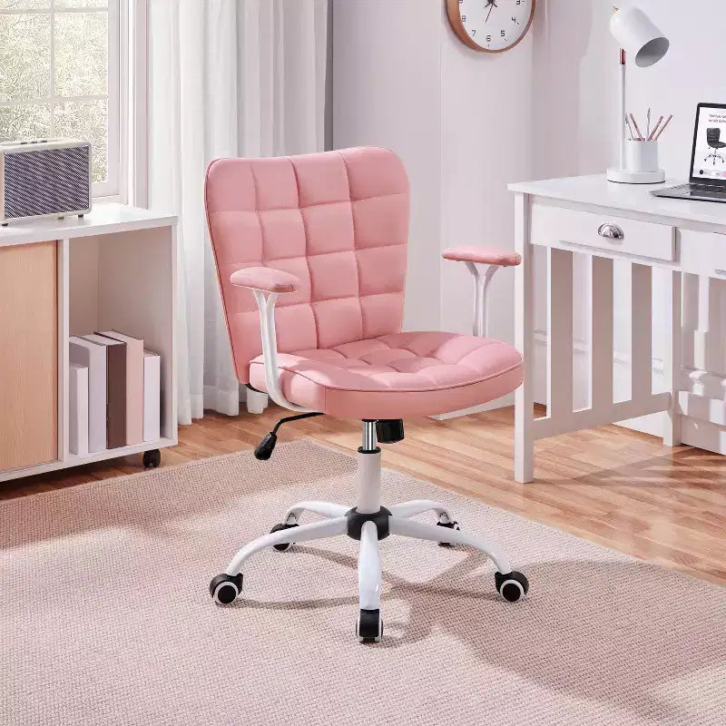 Fauteuil de bureau mi-dossier en similicuir avec accoudoirs détachables