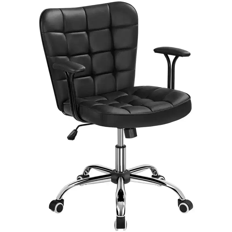 Yaheetech Mid-Back PU Leather Office Task Chair with Armrests