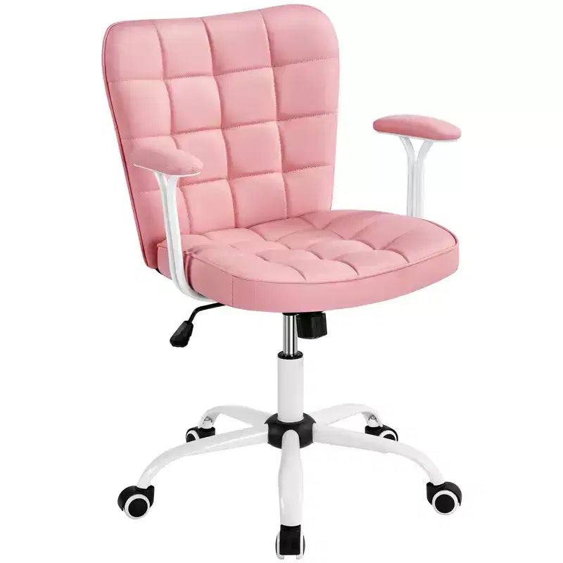 Fauteuil de bureau mi-dossier en similicuir avec accoudoirs détachables