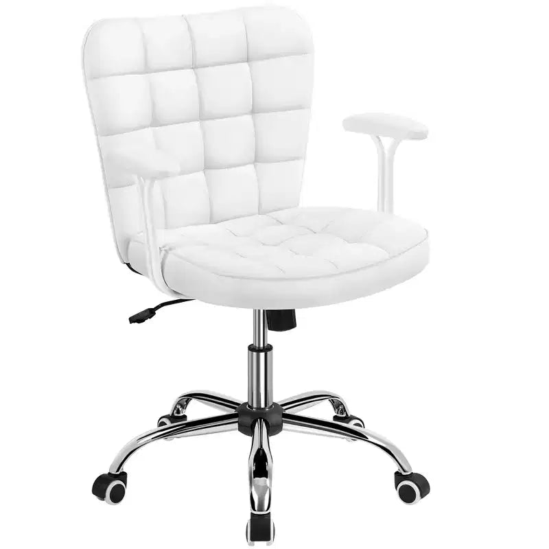 Fauteuil de bureau mi-dossier en similicuir avec accoudoirs détachables