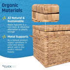 Malle de rangement en osier avec couvercle à charnière, 84 cm de large