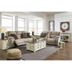 Console bicolore avec tiroirs et finition blanc antique