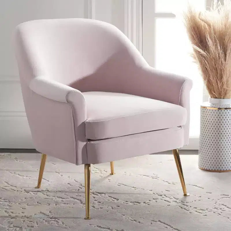 Fauteuil d'appoint en velours avec pieds dorés et accoudoirs arrondis, 125 kg