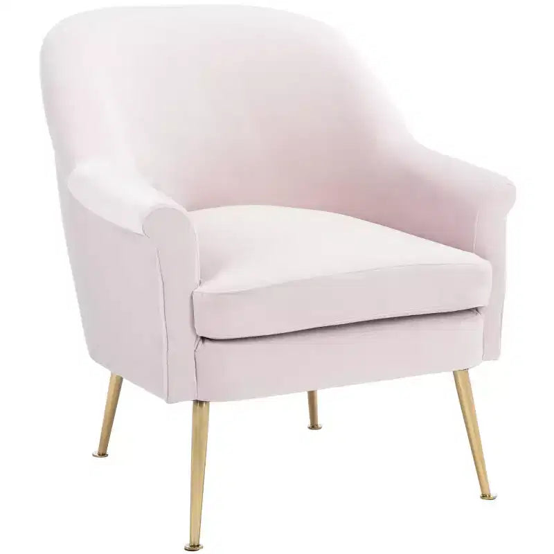 Fauteuil d'appoint en velours avec pieds dorés et accoudoirs arrondis, 125 kg