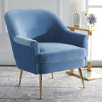 Fauteuil d'appoint en velours avec pieds dorés et accoudoirs arrondis, 125 kg