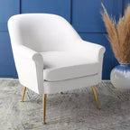 Fauteuil d'appoint en velours avec pieds dorés et accoudoirs arrondis, 125 kg