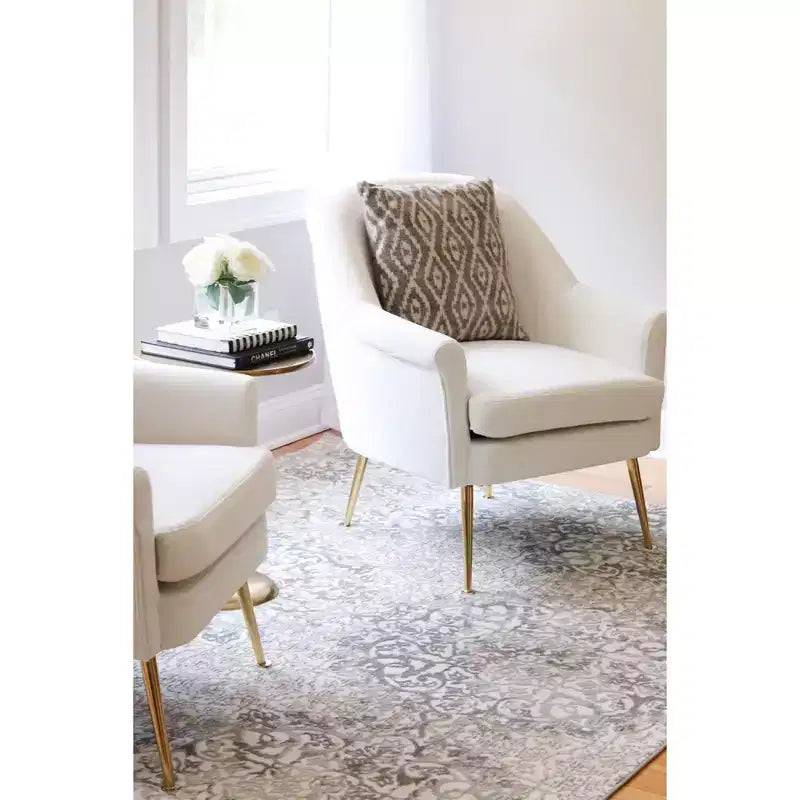 Fauteuil d'appoint en velours avec pieds dorés et accoudoirs arrondis, 125 kg