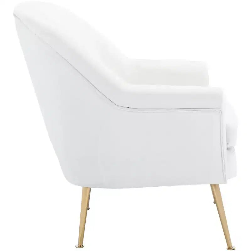 Fauteuil d'appoint en velours avec pieds dorés et accoudoirs arrondis, 125 kg