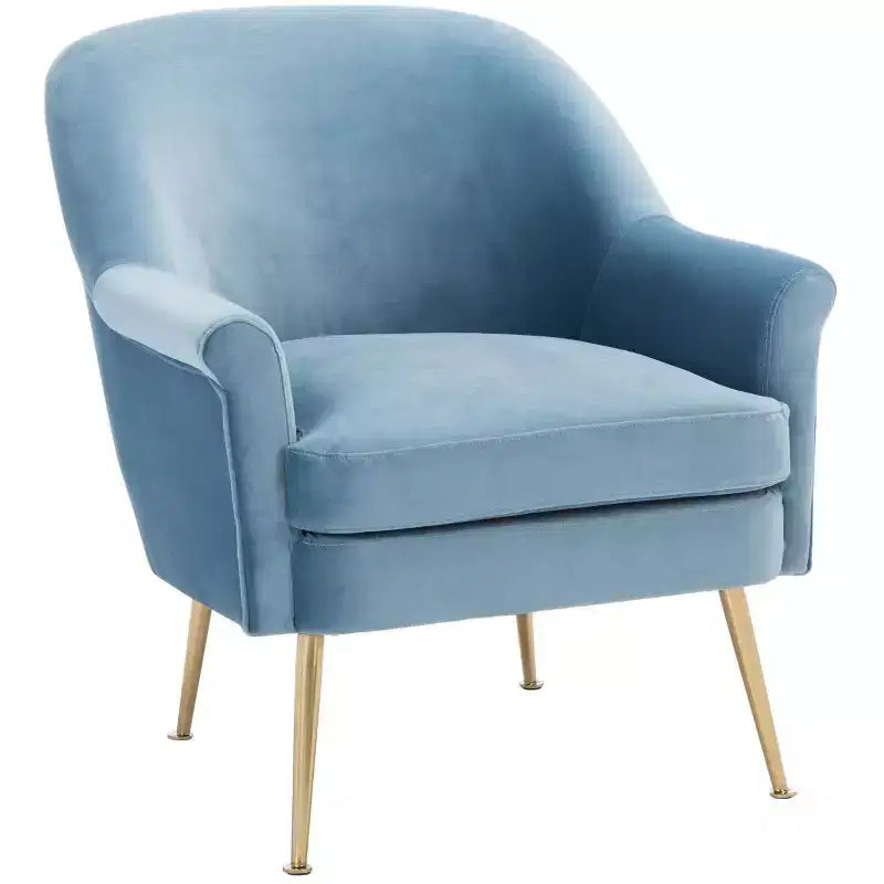 Fauteuil d'appoint en velours avec pieds dorés et accoudoirs arrondis, 125 kg