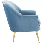 Fauteuil d'appoint en velours avec pieds dorés et accoudoirs arrondis, 125 kg