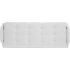 Banc rembourré avec coussin capitonné et pieds en métal doré