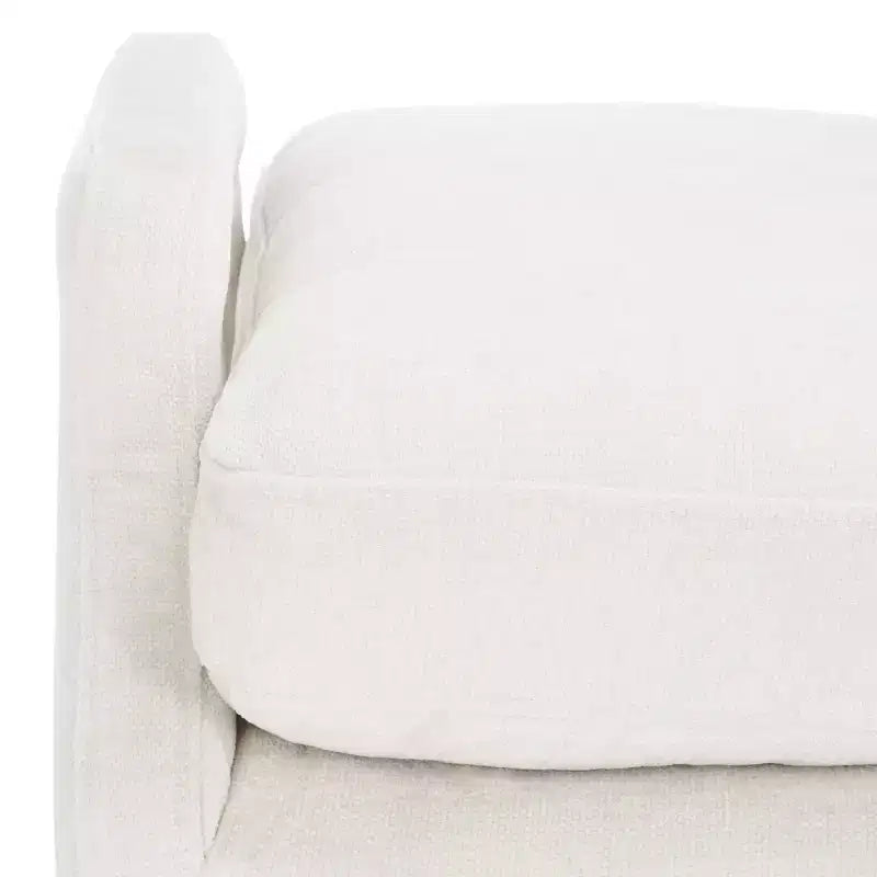 Banc rembourré avec coussin capitonné et pieds en métal doré