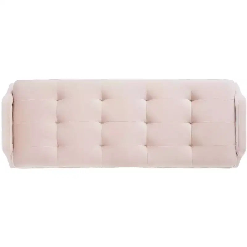 Banc rembourré avec coussin capitonné et pieds en métal doré