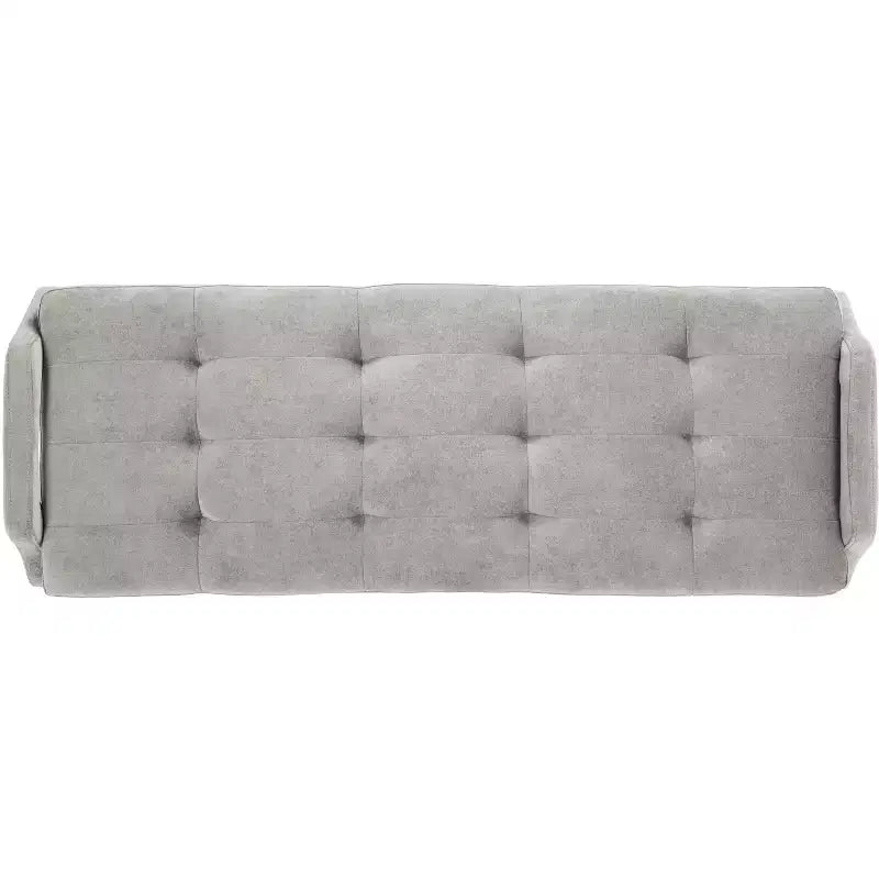 Banc rembourré avec coussin capitonné et pieds en métal doré