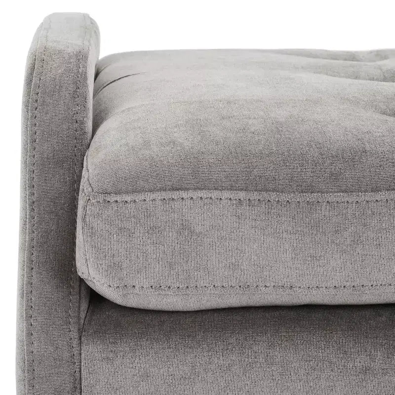 Banc rembourré avec coussin capitonné et pieds en métal doré