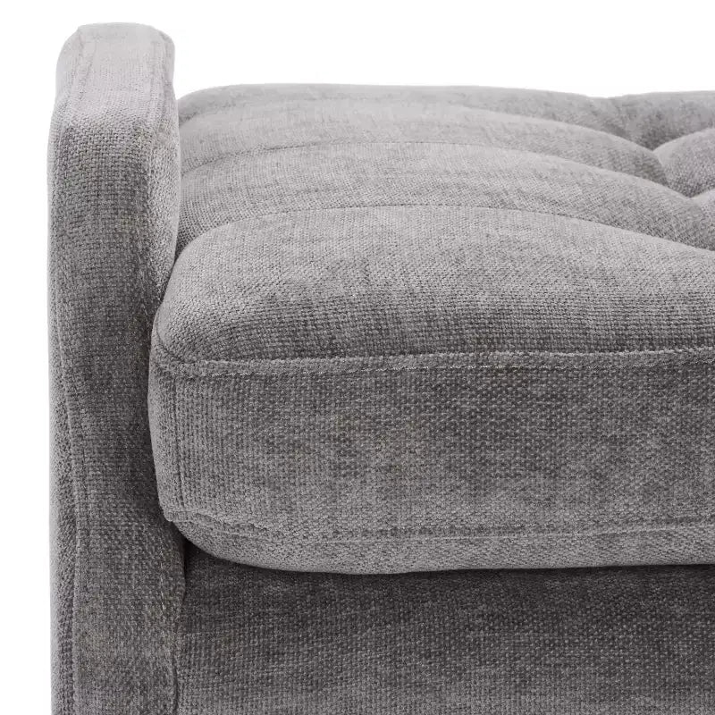 Banc rembourré avec coussin capitonné et pieds en métal doré