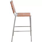 Tabouret de comptoir en cuir tressé avec structure métallique